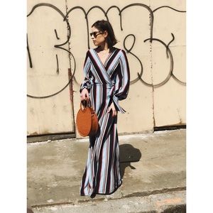 Sasha Striped Puff Sleeve Maxi Dress